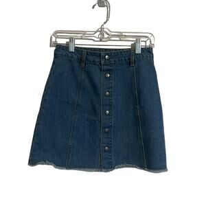 Harper Skirt Women S Denim Button Front 90s Mini High Waist Collegiate Preppy
